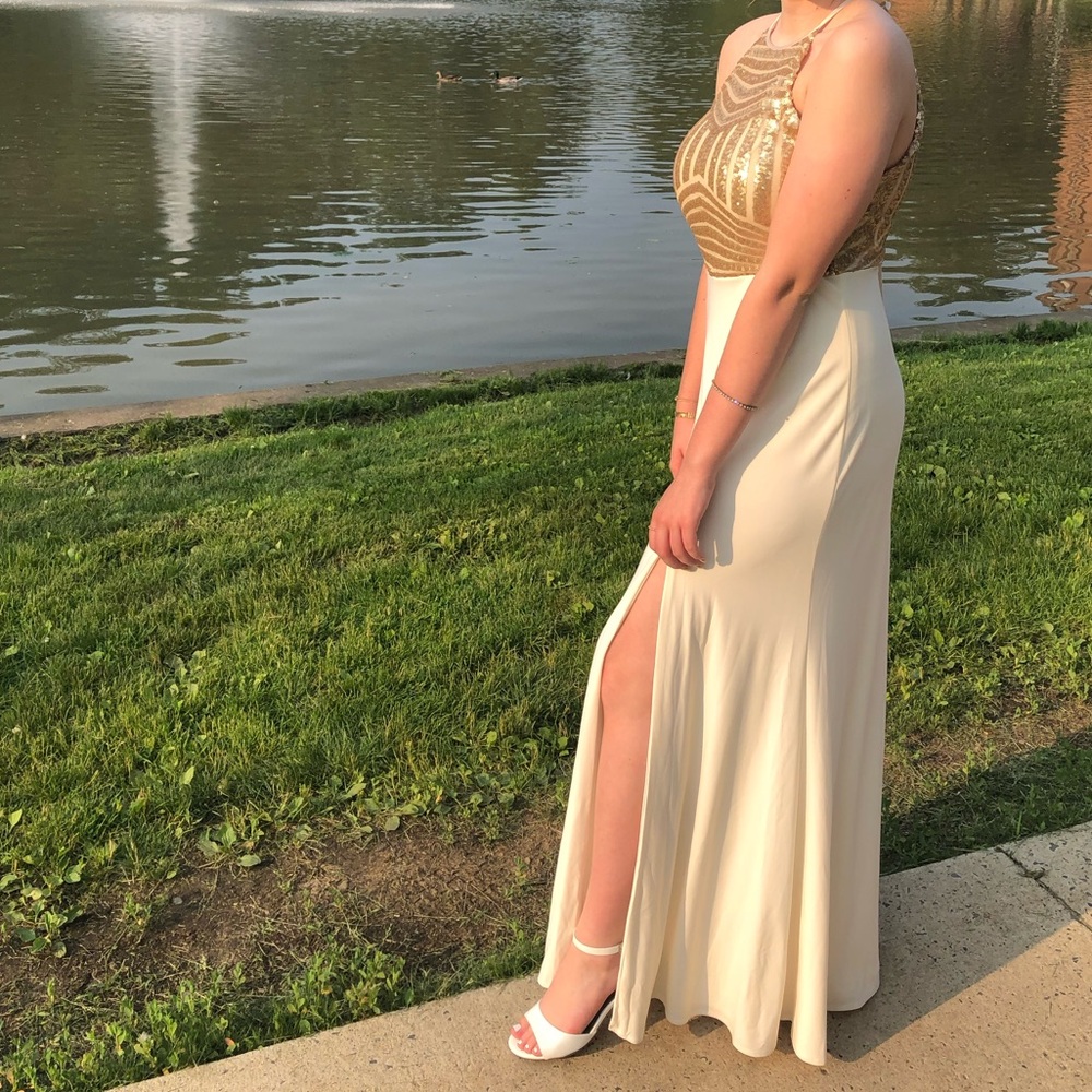 Masquerade Gold and Cream Maxi Dress